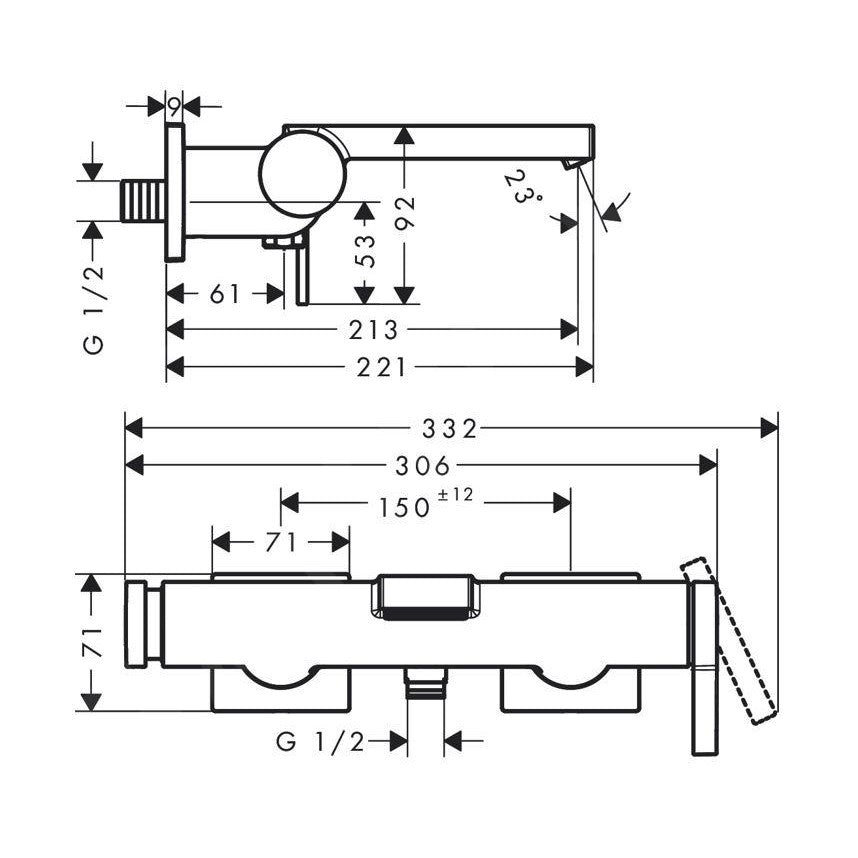 73420000 Hansgrohe Tecturis E stenska armatura za kad