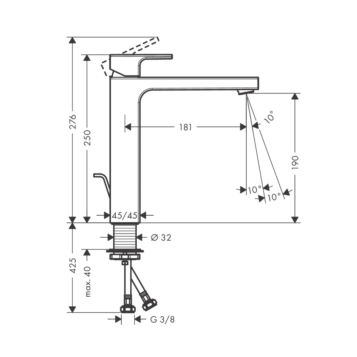 71562000 Hansgrohe Vernis Shape 190 visoka armatura za umivalnik