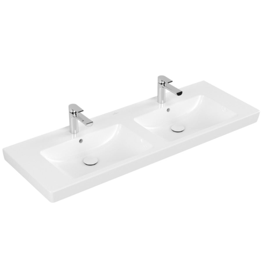 7175D001 Villeroy & Boch Subway 2.0 130 x 47 cm dvojni keramični umivalnik z 2 odprtinama