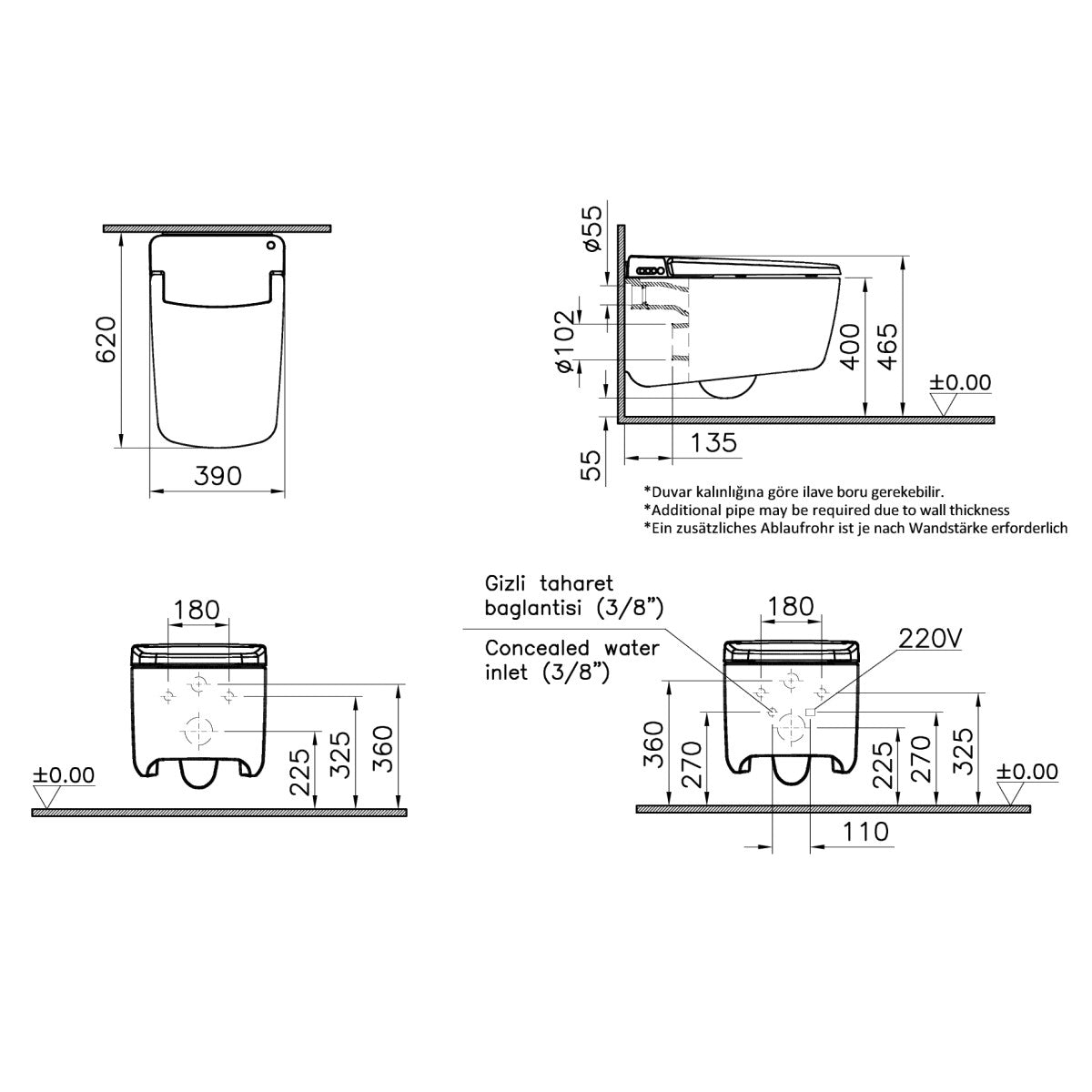 7231B403-6216 VitrA V Care Prime "VitrA Clean" higijenska brezrobna viseča WC školjka