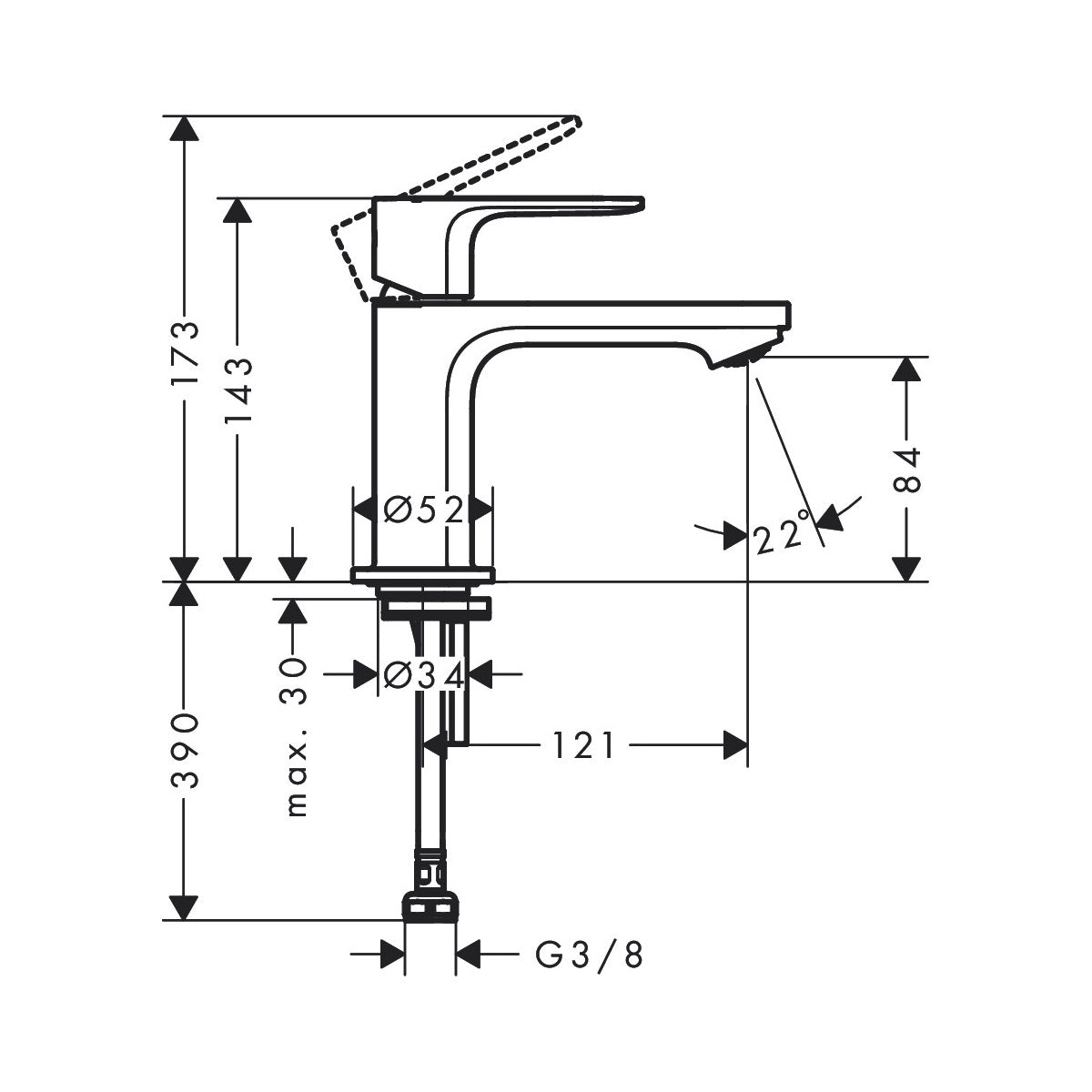 72503000 Hansgrohe Rebris S 80 armatura za umivalnik za hladno vodo
