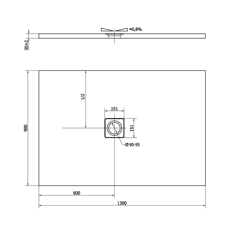 72896 Polysan Flexia 130 x 90 cm pravokotna tuš kad iz litega marmorja