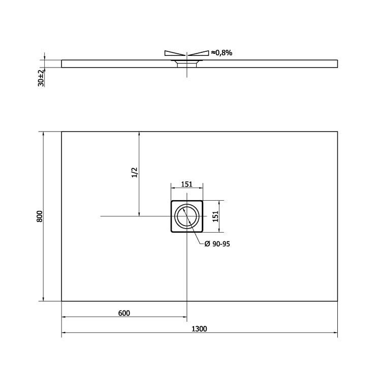 72899 Polysan Flexia 130 x 80 cm pravokotna tuš kad iz litega marmorja