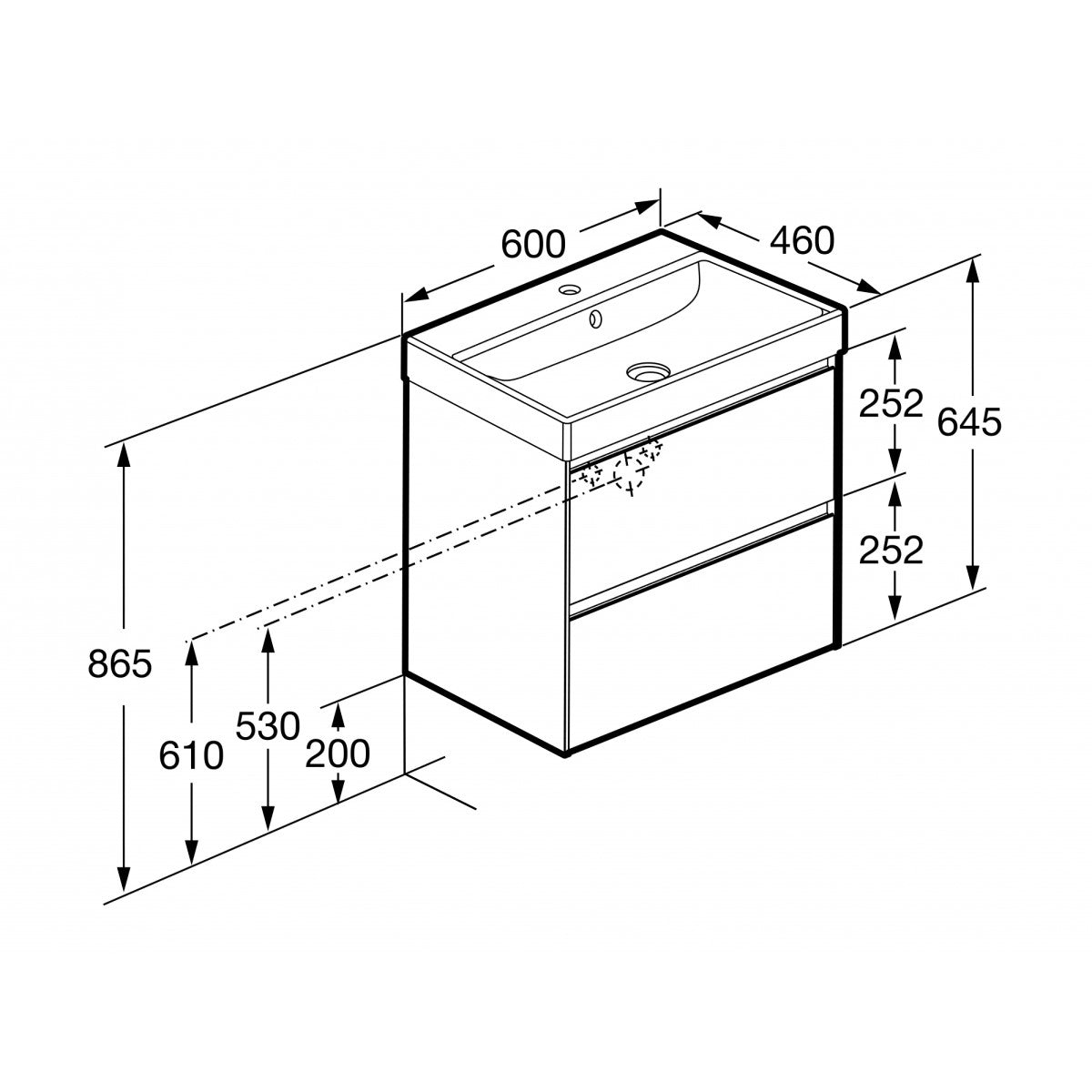 ONA602ZZM Roca ONA 60 x 46 cm umivalnik z omarico