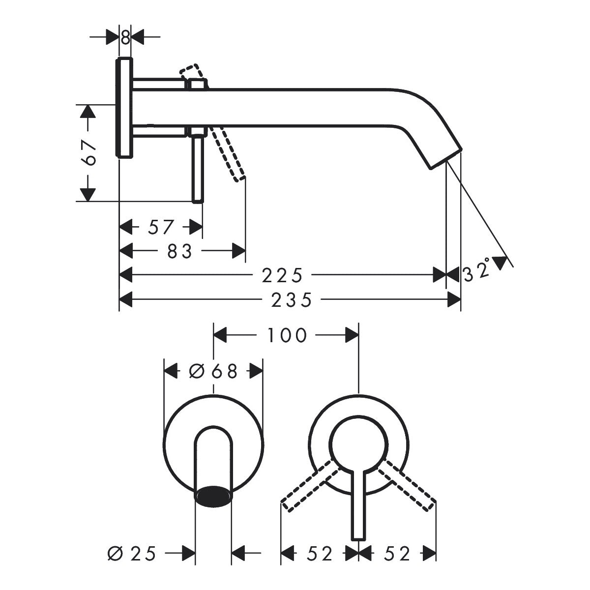 73351000 Hansgrohe Tecturis S EcoSmart+ podometna armatura za umivalnik