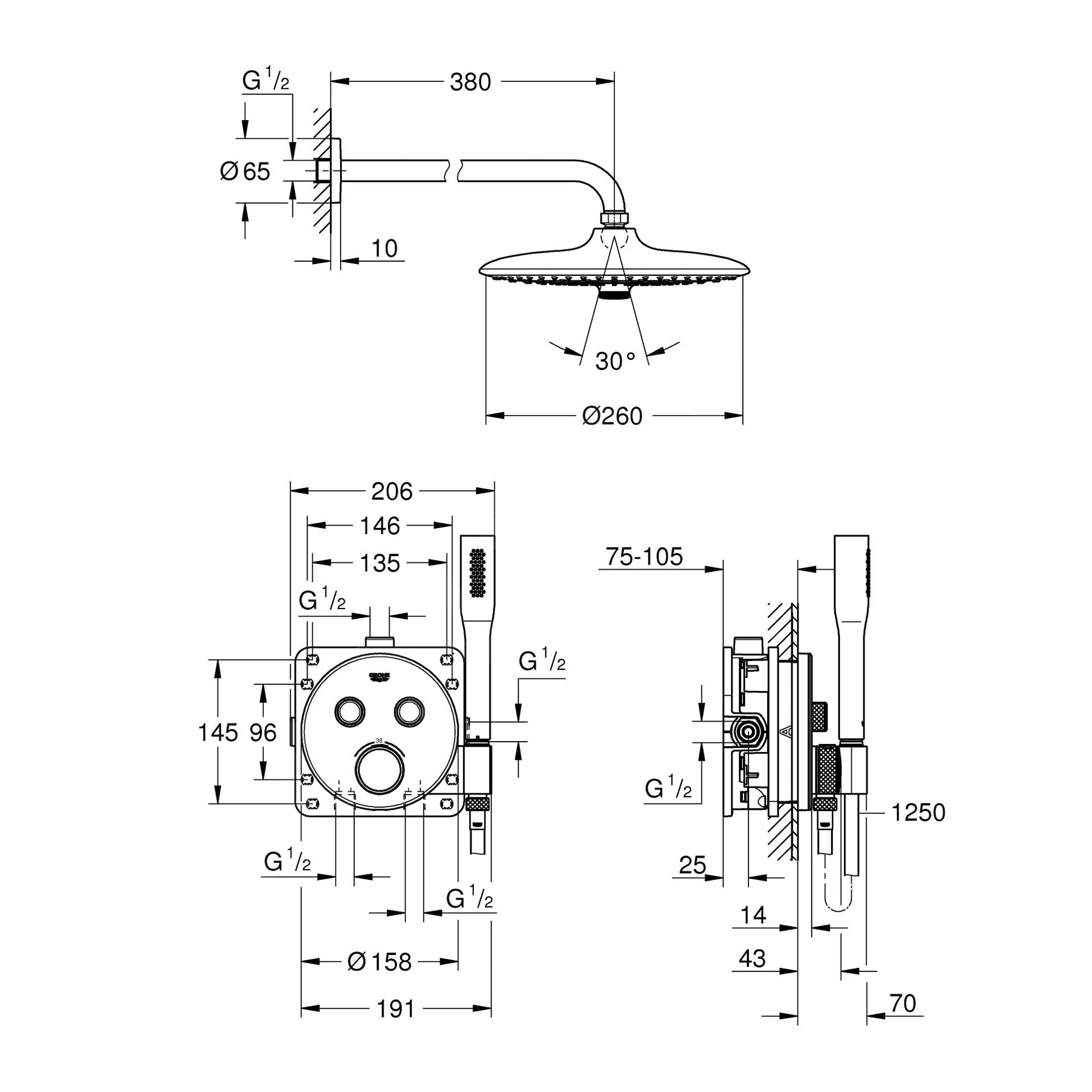 34744000 Grohe Grohtherm SmartControl Perfect termostatski podometni komplet za tuš