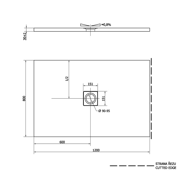 77922 Polysan Flexia 120 x 80 cm pravokotna tuš kad iz litega marmorja