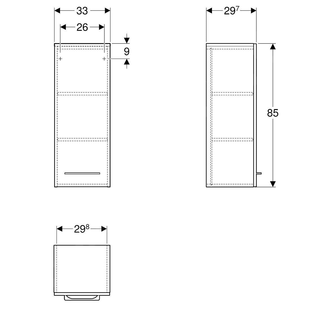 501.279.00.1 Geberit Selnova Square 85 x 33 x 30 cm stranska omara