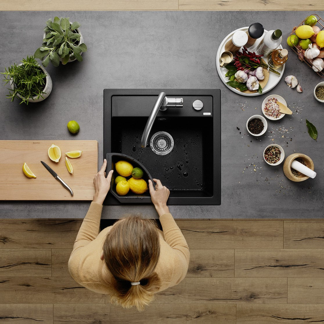 525871 Blanco Dalago 5 pomivalno korito iz umetnega kamna