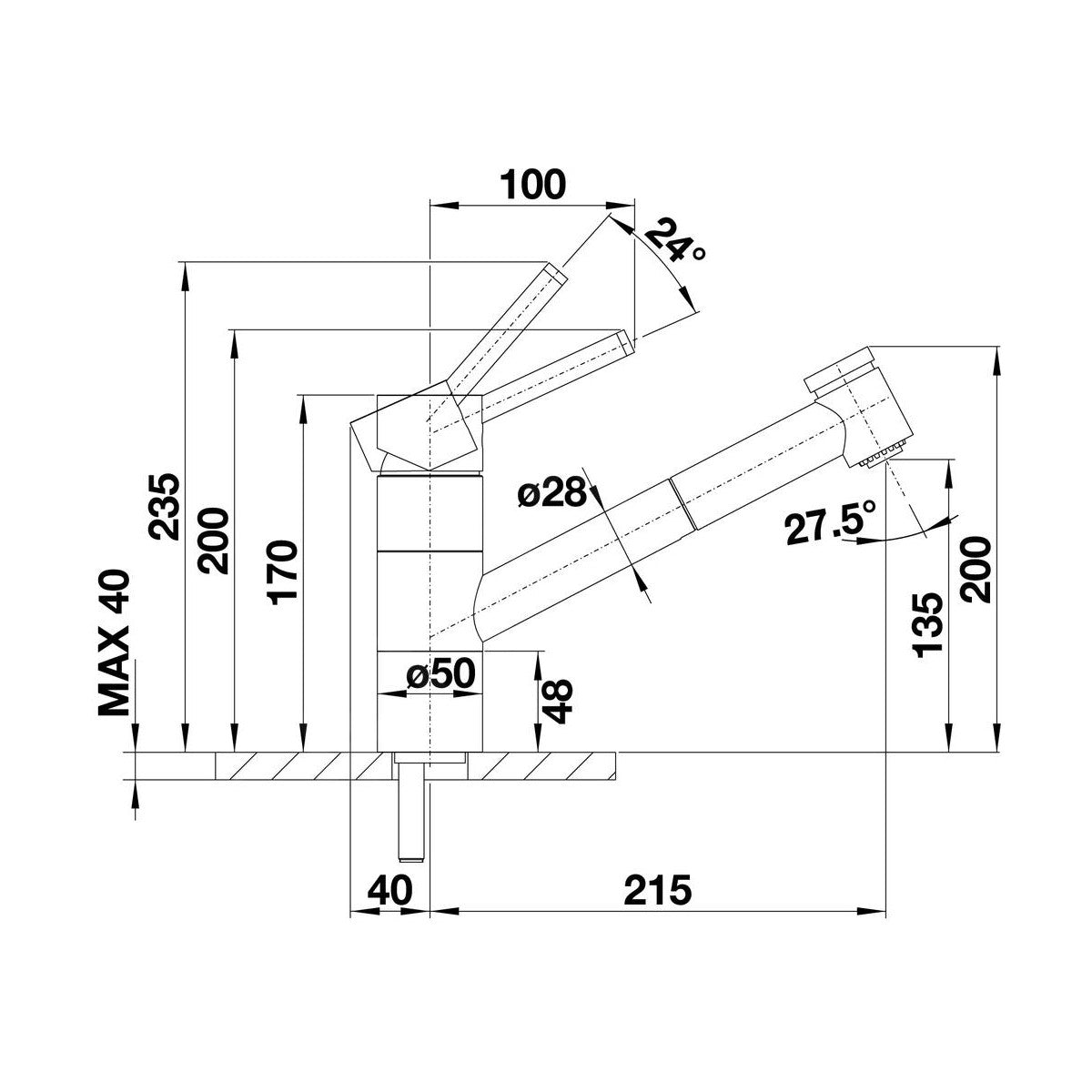 518798 Blanco Tivo-S vrtljiva izvlečna kuhinjska armatura