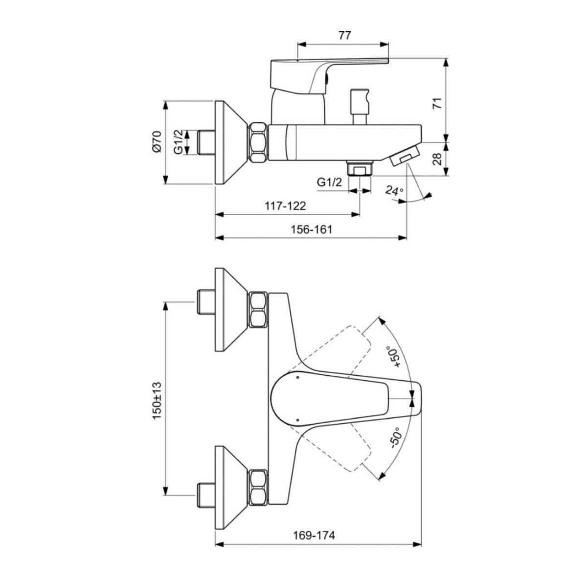 BC229AA Ideal Standard Esla stenska armatura za kad