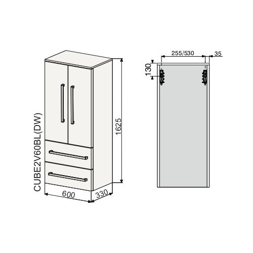 CUBE2V60DC Naturel Cube Way 163 x 60 x 33 cm visoka stranska omara