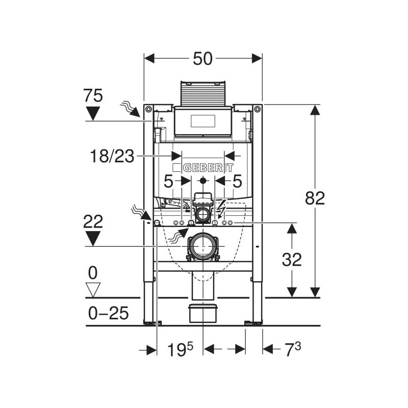 111.003.00.2 Geberit Duofix Omega 82 cm podometni splakovalnik za WC školjko (111.011.00.1)