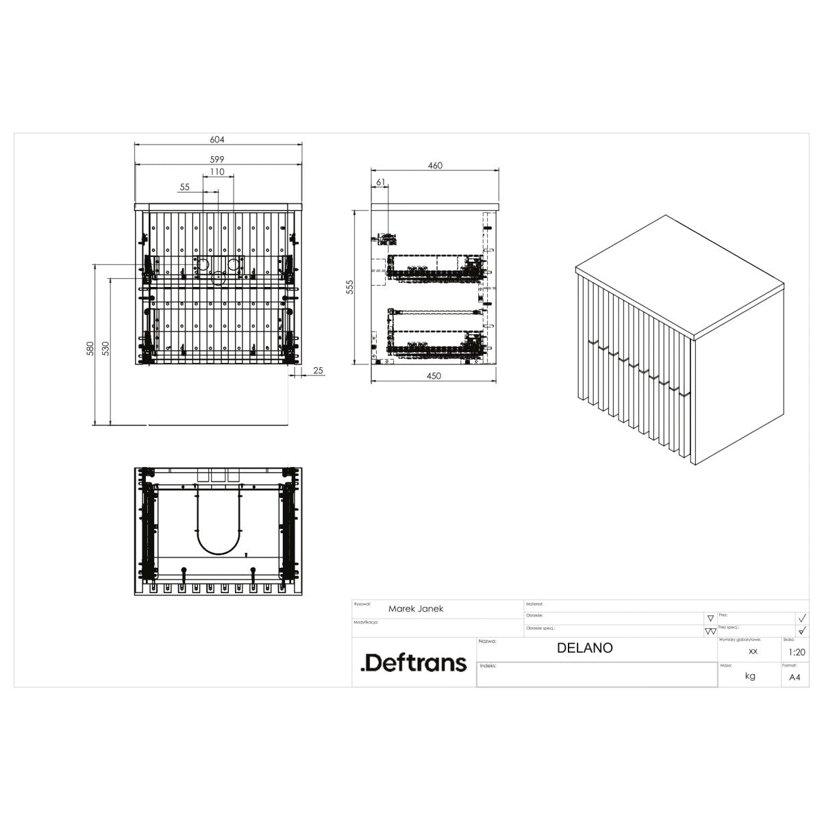 DELANO60ZCDE Naturel Delano 60 x 46 cm omarica za umivalnik