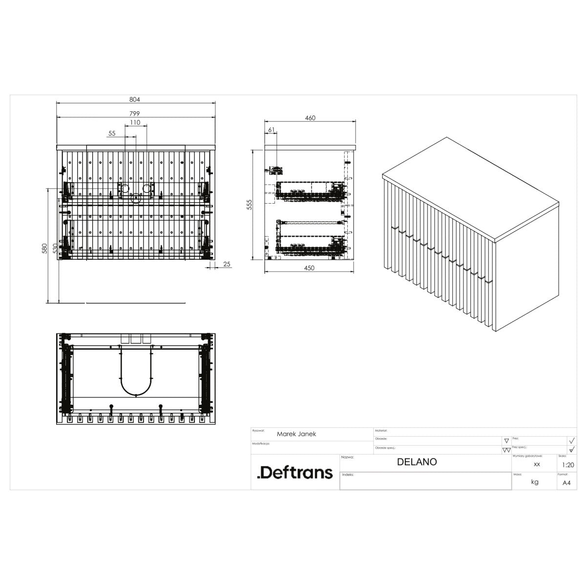 DELANO80ZDDE Naturel Delano 80 x 46 cm omarica za umivalnik