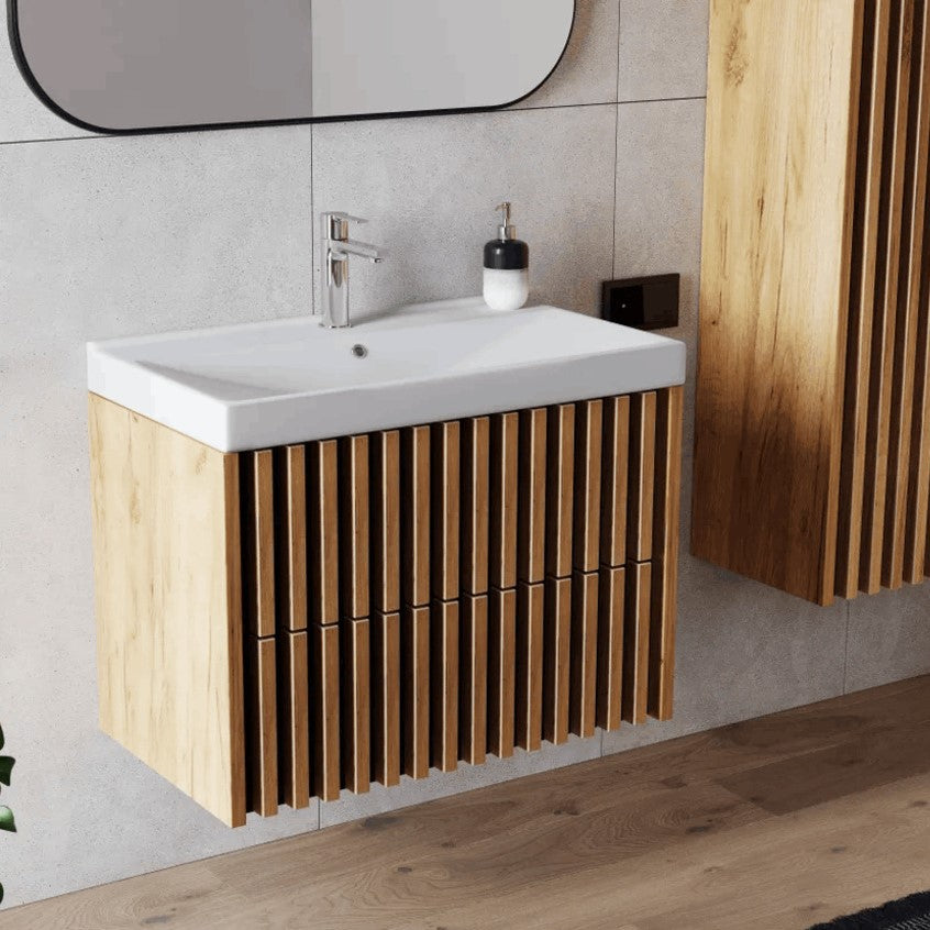 DELANO80ZDUM Naturel Delano 80 x 46 cm umivalnik z omarico