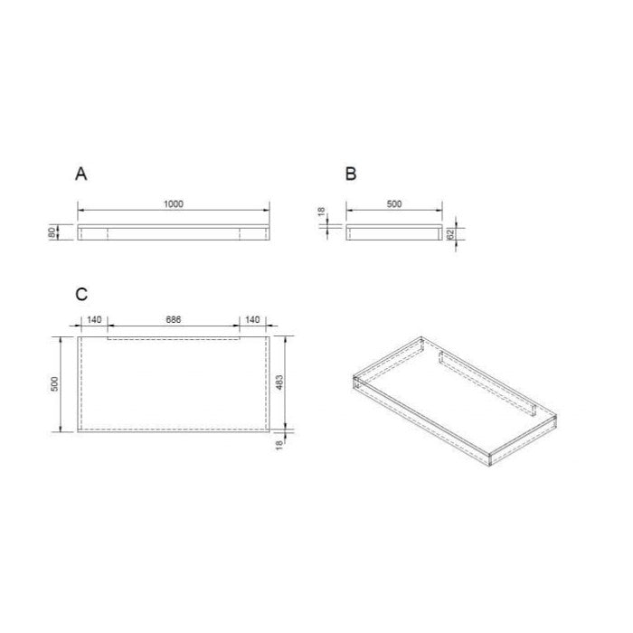 DO10050AK Naturel Dolce 100 x 50 cm pult za umivalnik