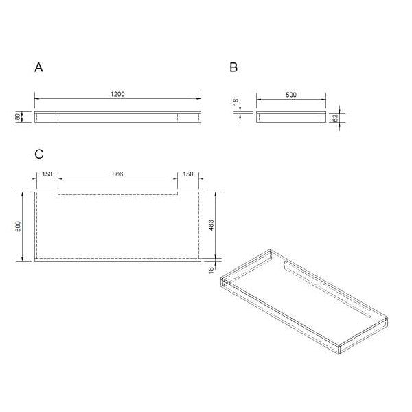 DO12050DT Naturel Dolce 120 x 50 cm pult za umivalnik