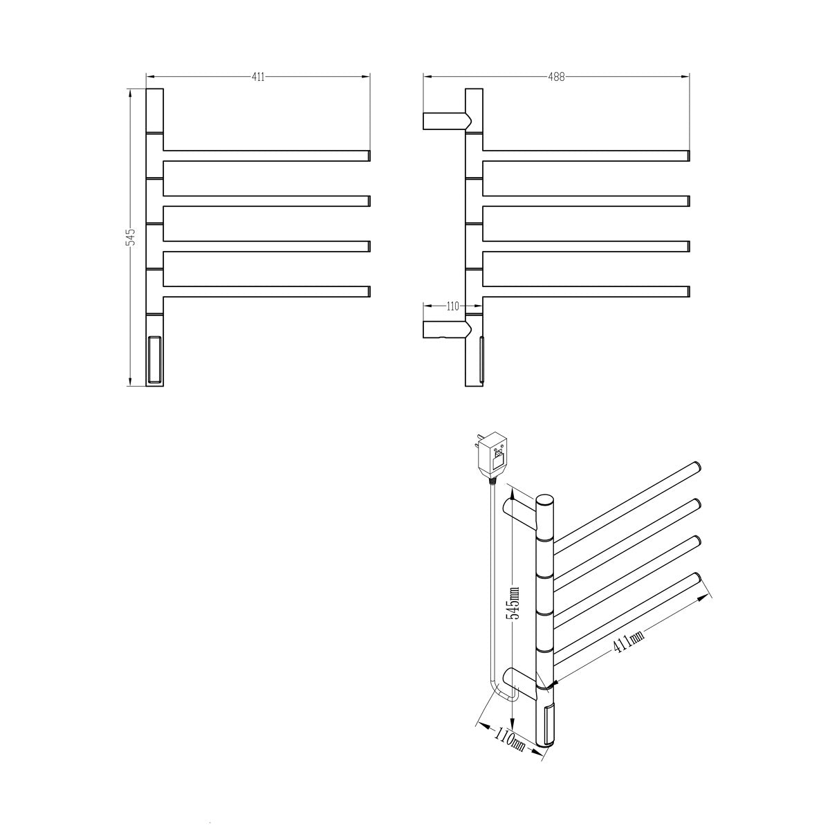 EHDR3048B SAT 54 cm x 41 električni kopalniški radiator