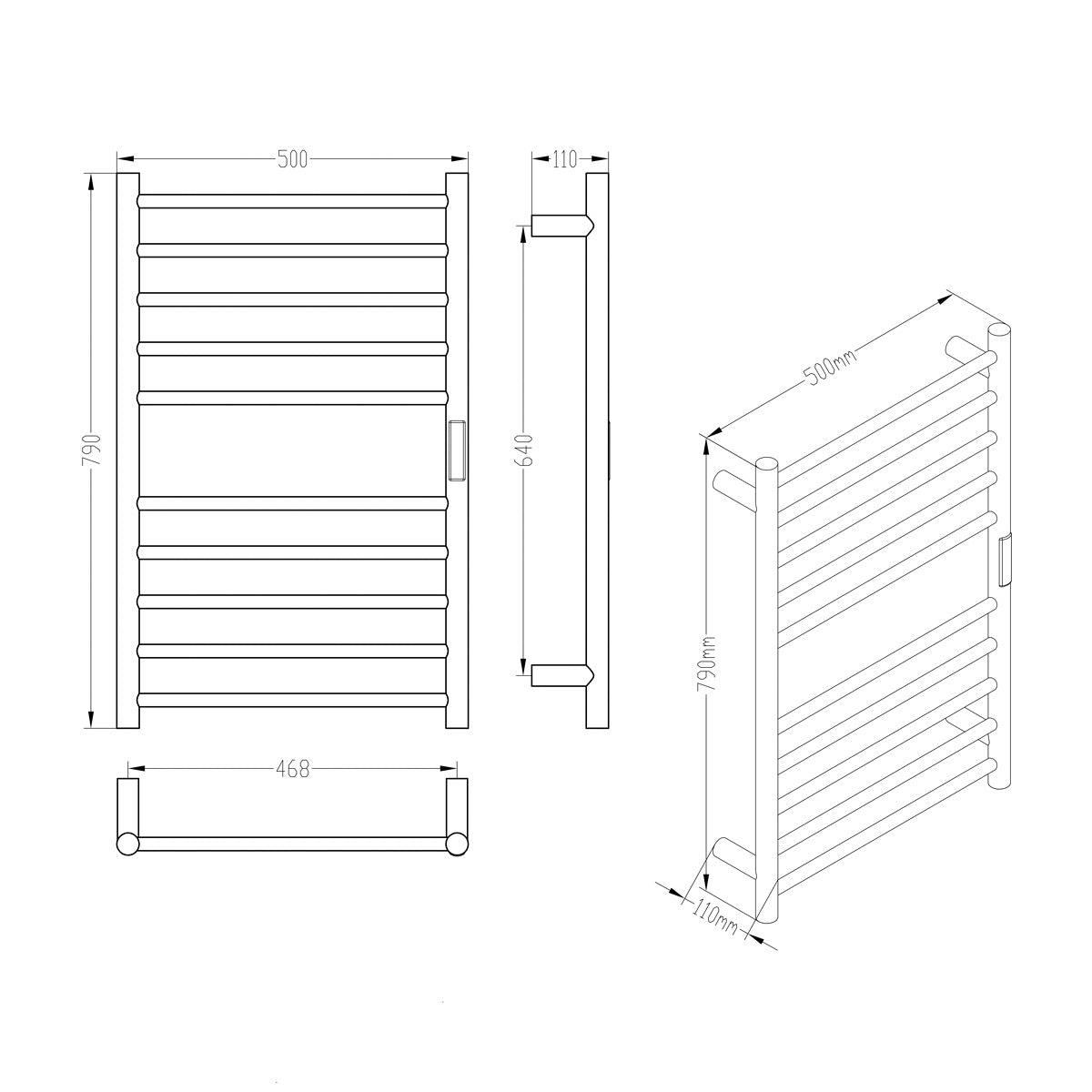 EHDR6018 SAT 79 cm x 50 električni kopalniški radiator
