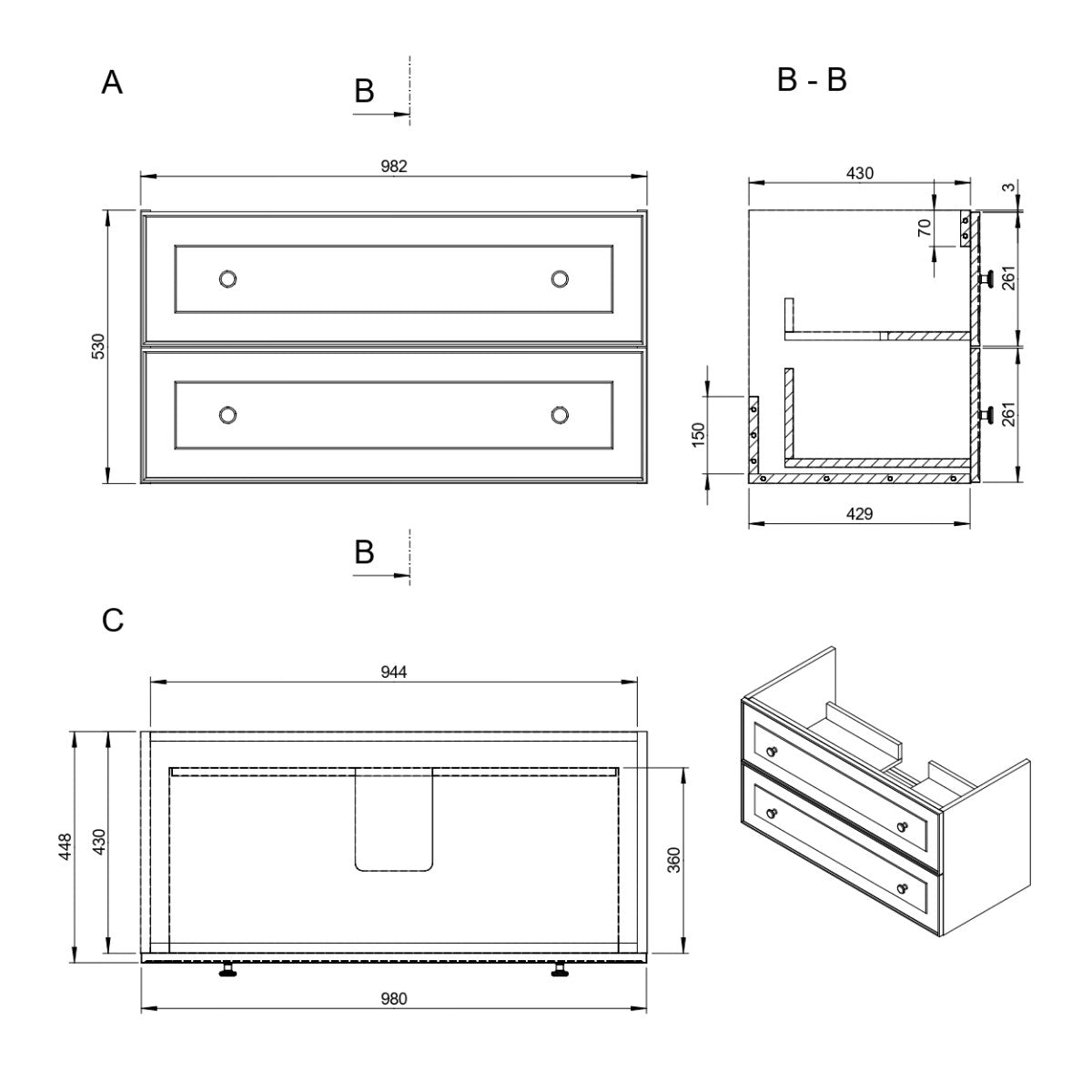 FORLI100BIUSAT Naturel Forli 100 x 46 cm umivalnik z omarico