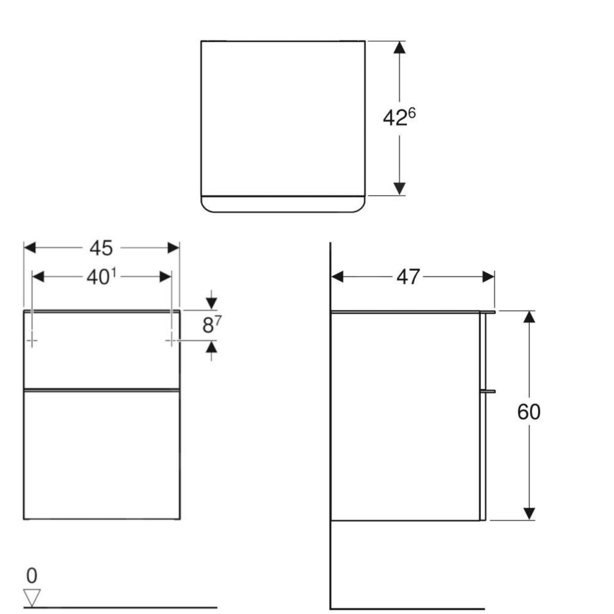 500.357.JL.1 Geberit Smyle Square 45 x 42 cm nizka stranska omarica