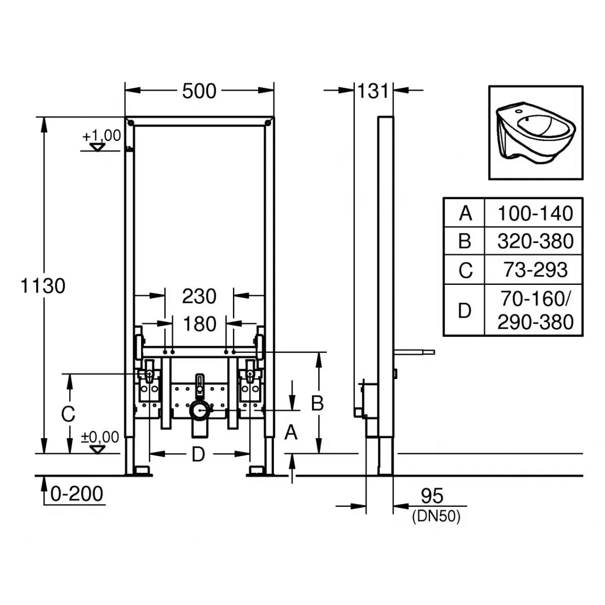 38553001 Grohe Rapid SL suhomontažni element za bide