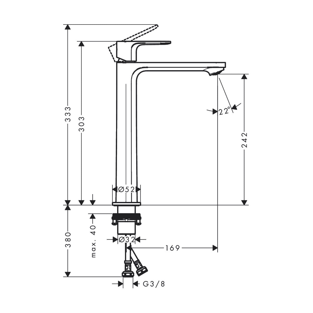 72582000 Hansgrohe Rebris S CoolStart 240 visoka armatura za umivalnik