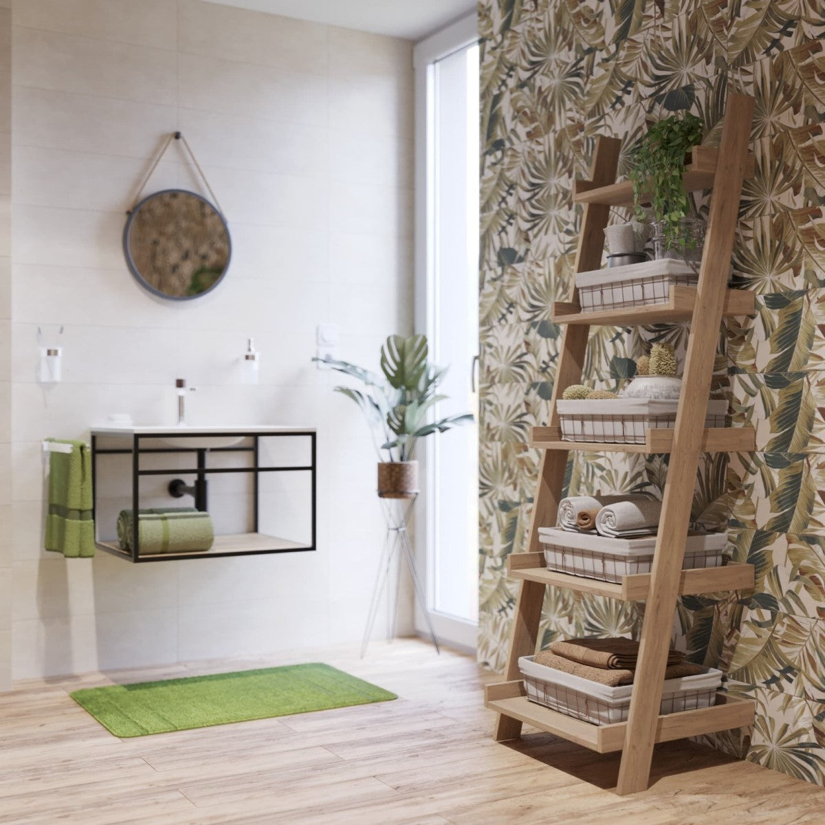 KONZOLEUM65BD Naturel Industrial 66 x 53 cm umivalnik z omarico