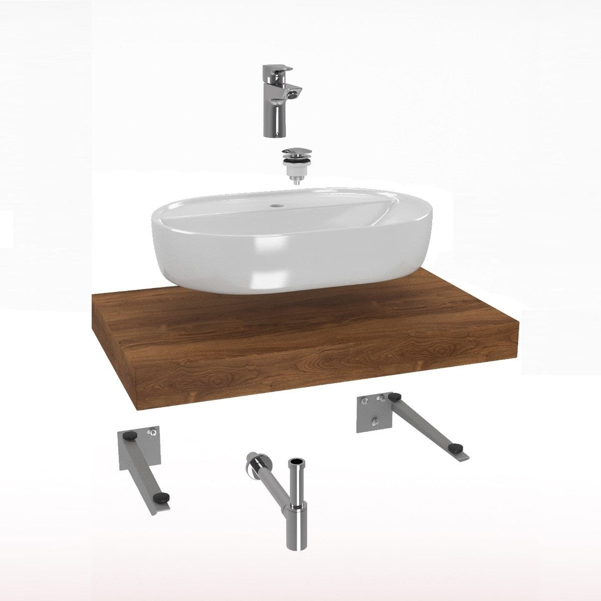 KSETDO4 Hansgrohe 80 x 50 cm kopalniški sestav s pultom za umivalnik