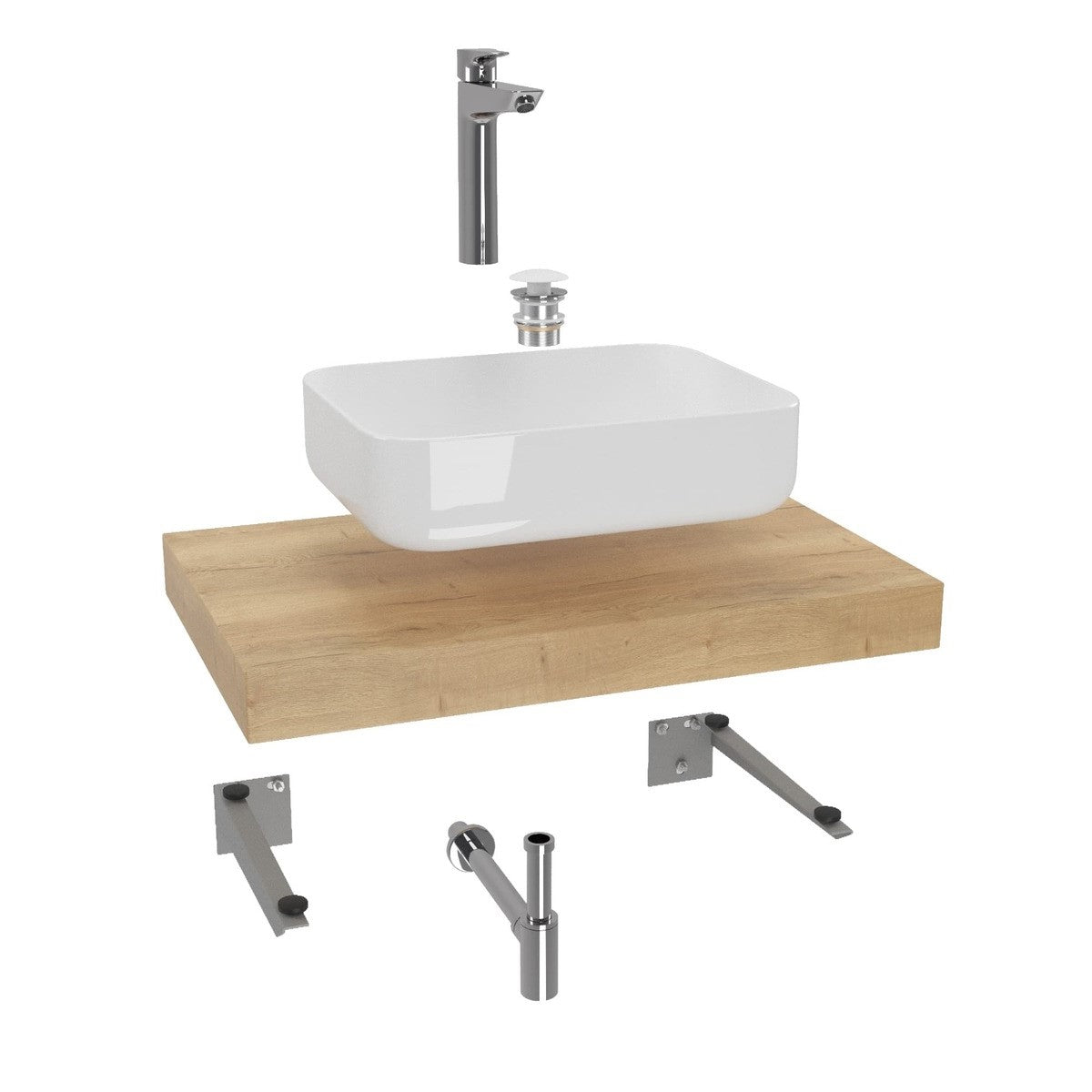 KSETDO6 Hansgrohe 80 x 50 cm kopalniški sestav s pultom za umivalnik