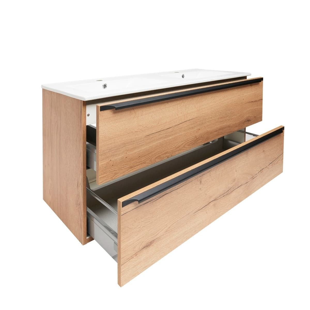 NOBIA120ZDS Naturel Nobia 120 x 46 cm dvojni umivalnik z omarico