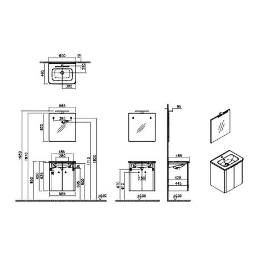 MIASETPR60B Vitra Mia 59 x 65 x 47 cm kopalniški sestav