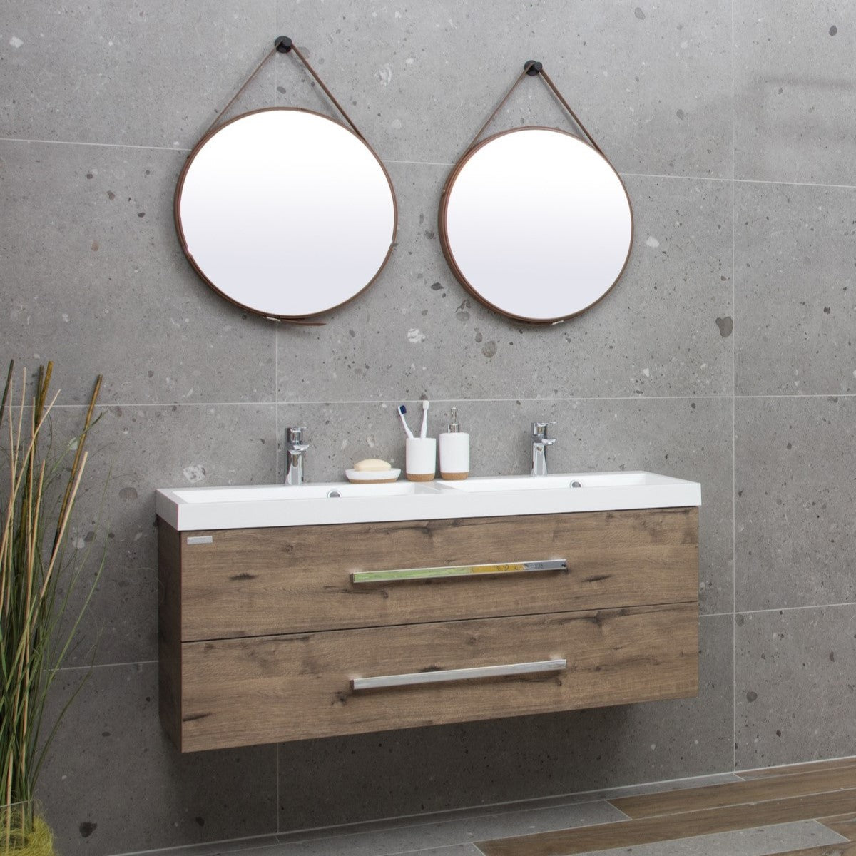 CUBE2120ZDW Naturel Cube Way 120 x 40 cm dvojni umivalnik z omarico