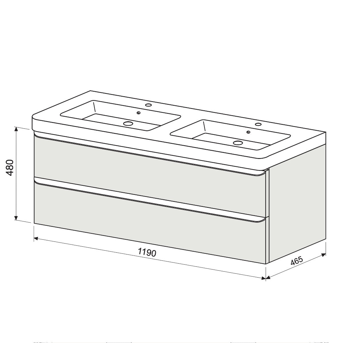 PAVIA3120ZCR Naturel Pavia 120 x 49 cm dvojni umivalnik z omarico