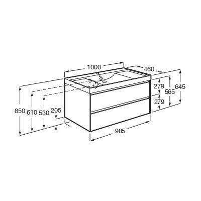 ONA1002ZBM Roca ONA 100 x 46 cm umivalnik z omarico