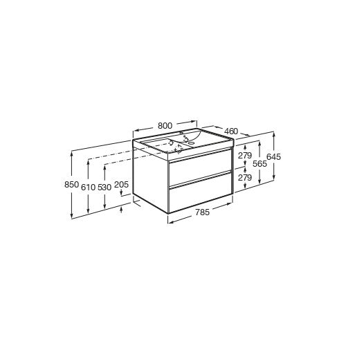 ONA802ZZMP Roca ONA 80 x 46 cm umivalnik z omarico