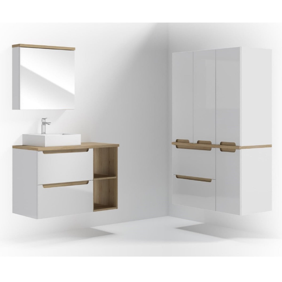 STILLAE06016 Naturel Stilla 60 x 60 cm omarica z ogledalom