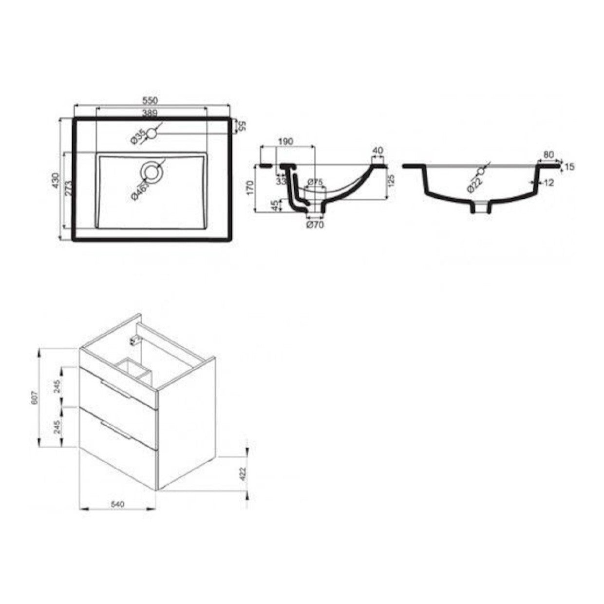 H4536121763001 Jika Cube 55 x 44 cm umivalnik z omarico