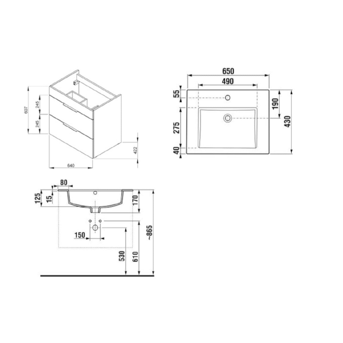 H4536021763001 Jika Cube 65 x 44 cm umivalnik z omarico