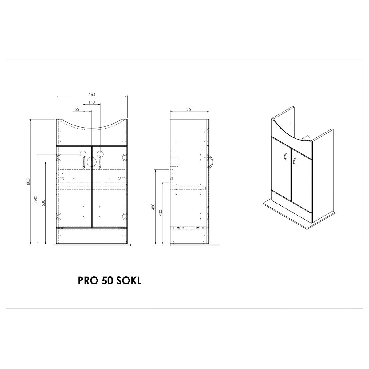 PRO50SOKL Multi Pro 52 x 41,2 cm umivalnik z omarico