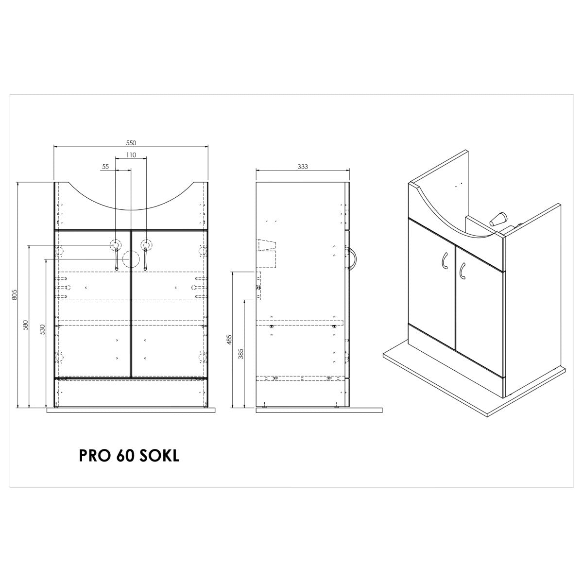 PRO60SOKL Multi Pro 61 x 50 cm umivalnik z omarico