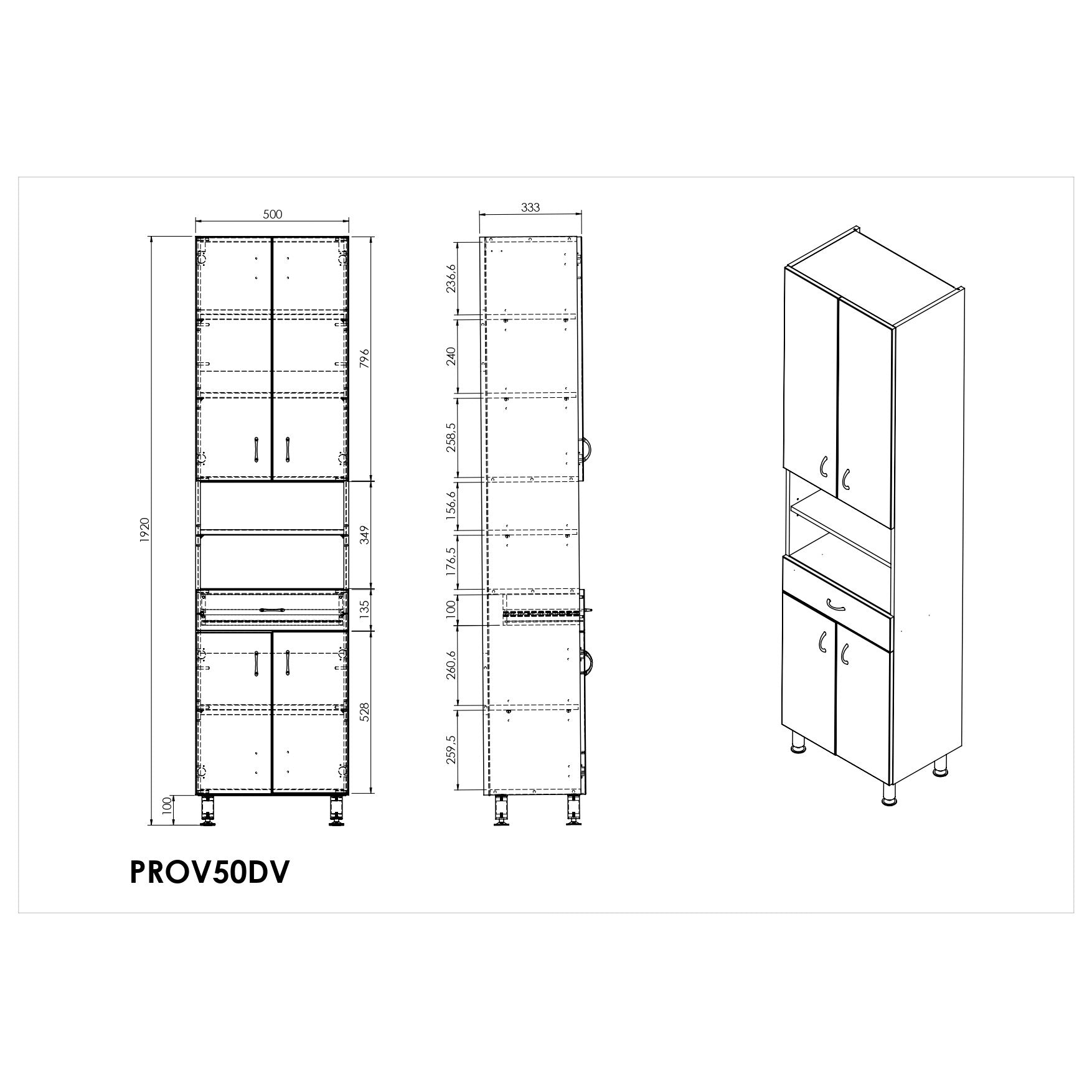 PROV50DV Naturel Keramia Pro 190 x 50 x 33 cm prostostoječa visoka kopalniška omarica