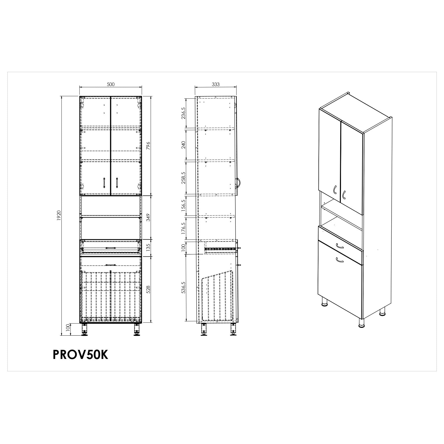 PROV50K Naturel Keramia Pro 190 x 50 x 33 cm prostostoječa visoka kopalniška omarica
