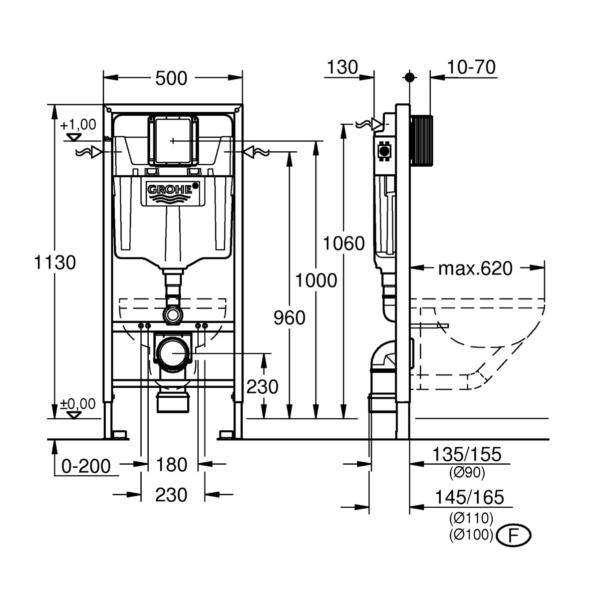 39940000 Grohe Rapid SL set 3 v 1 podometni splakovalnik za WS školjko