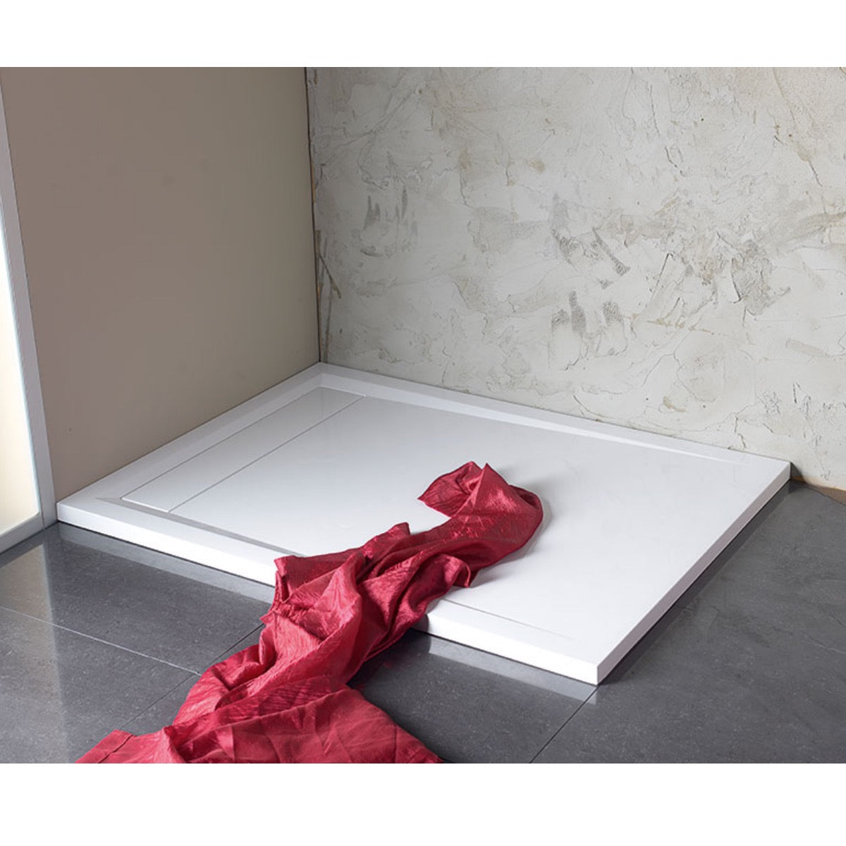 71606 Polysan Varesa 90 x 80 cm pravokotna tuš kad iz litega marmorja