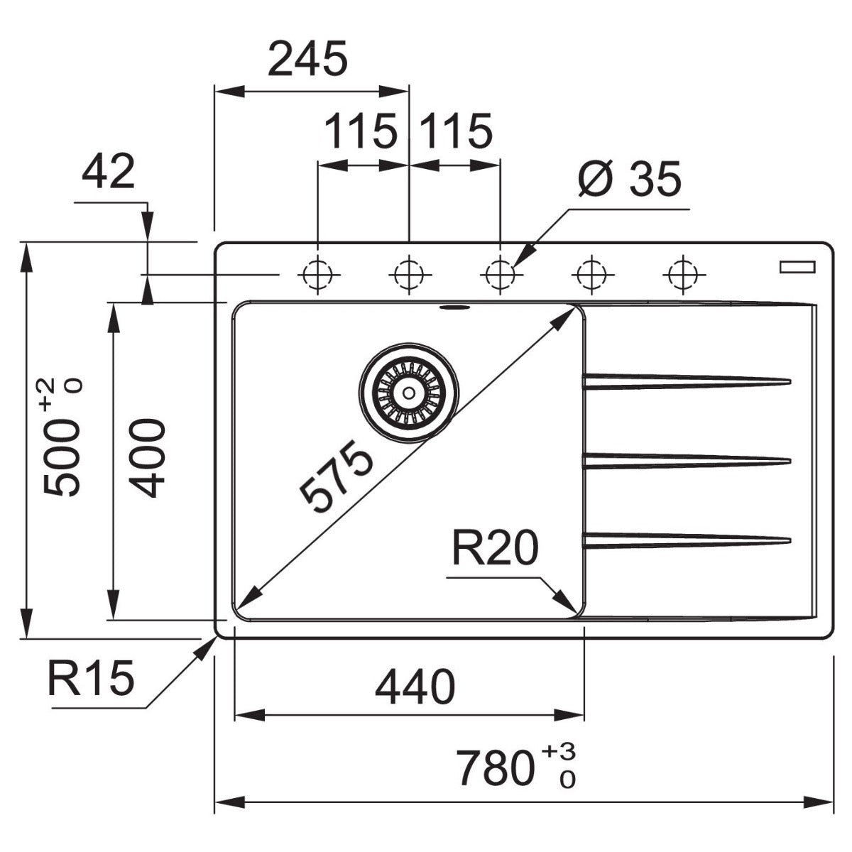 114.0637.516 Franke Centro CNG 611-78 TL/2 Stonegrey pomivalno korito iz umetnega kamna