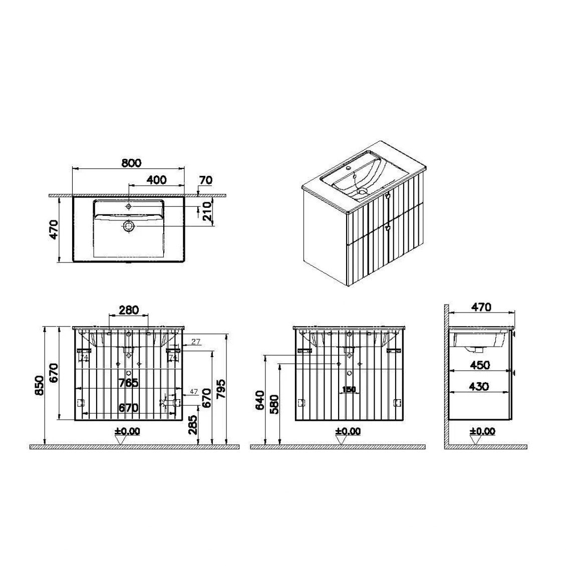 ROOTG80GINTS VitrA Root Groove 80 x 47 cm umivalnik z omarico