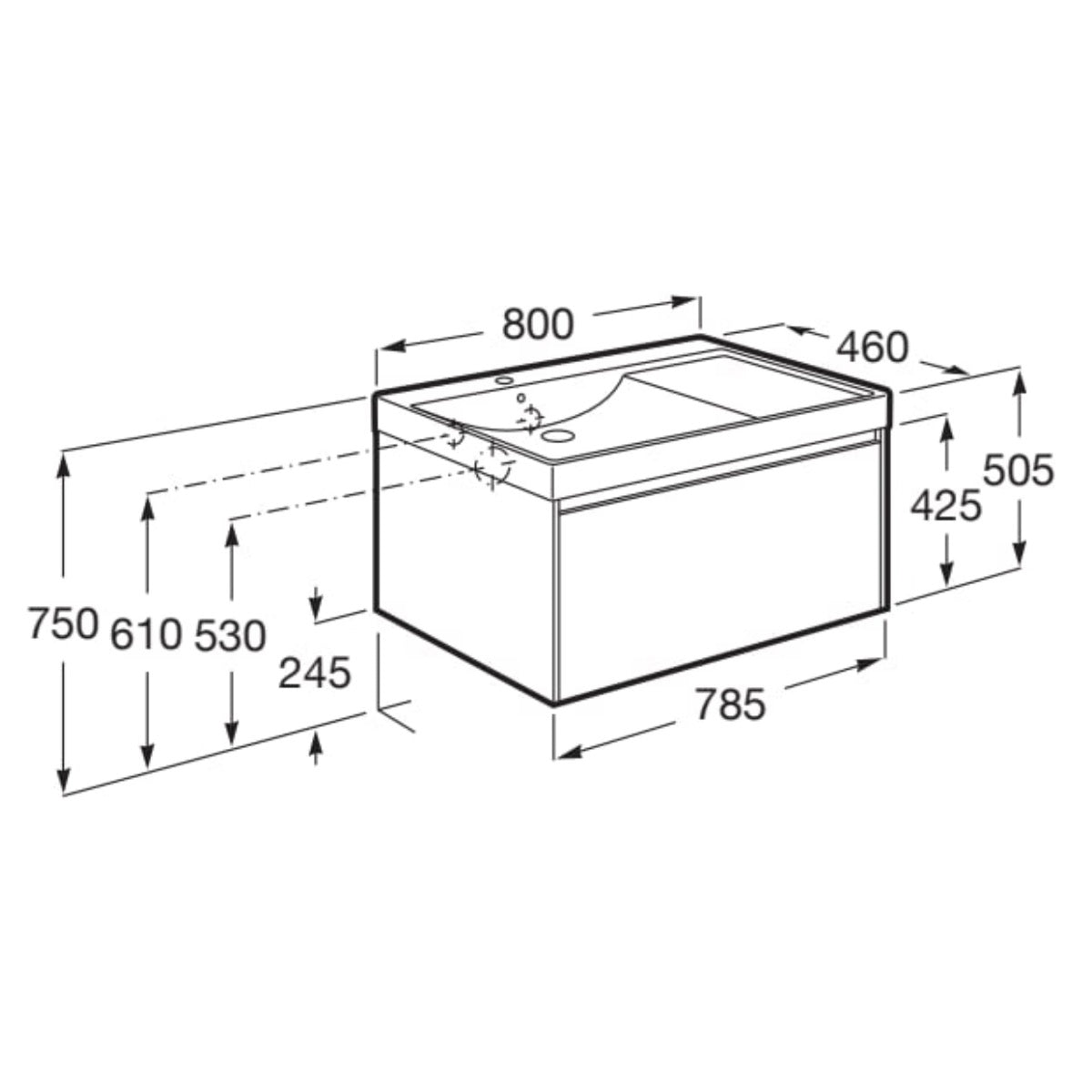 ONA801ZZML Roca ONA 80 x 46 cm umivalnik z omarico