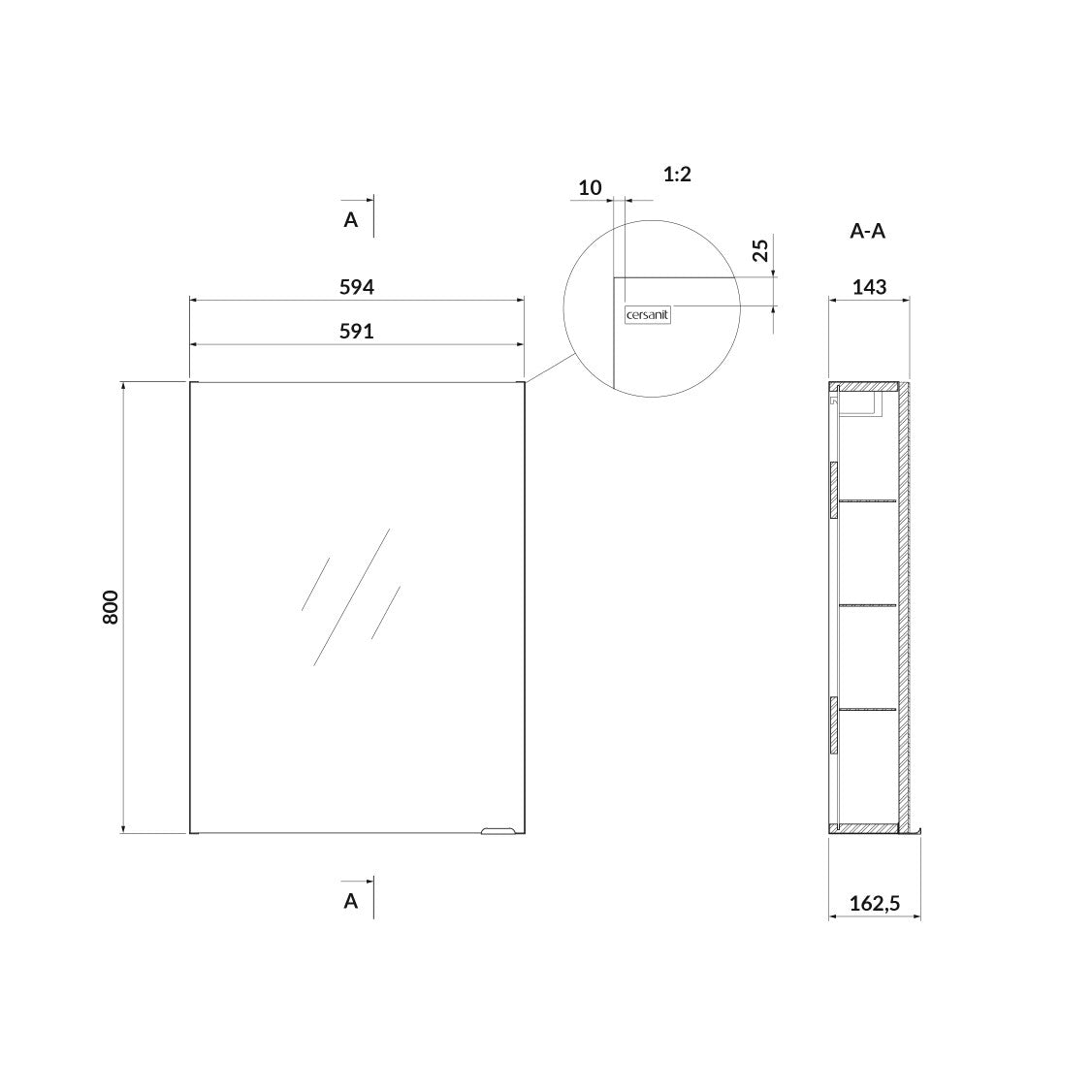 S932-108-DSM Cersanit Medley 60 x 80 cm omarica z ogledalom